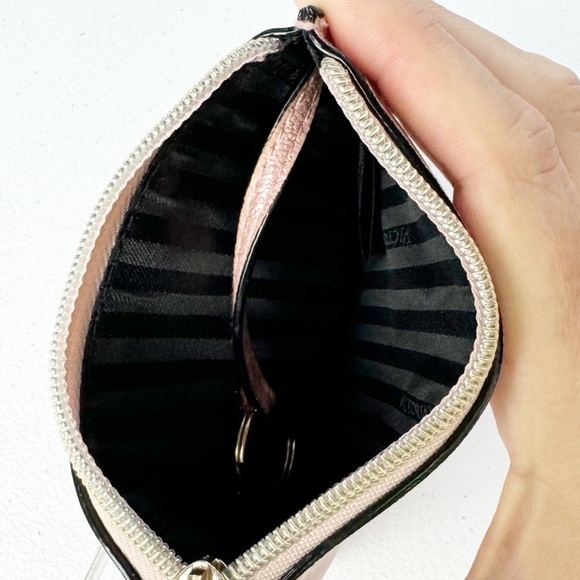 Victoria Secret Rose Gold Pink Zip Card Case Keychain w/ Studded Hearts - Picture 3 of 6